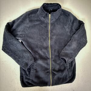 Volcom Women’s Black Faux Fur Fleece Jacket Full Zip Pockets Size M